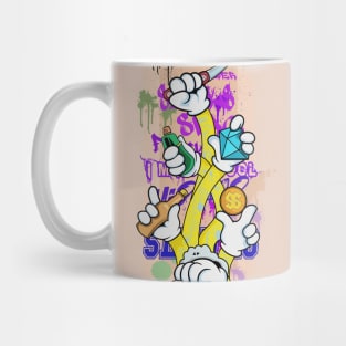 Dope Slluks multiple hands and arms cheering illustration Mug